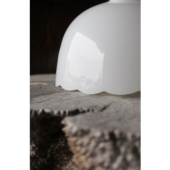 輪花縁 乳白色ガラス電笠照明　A067 