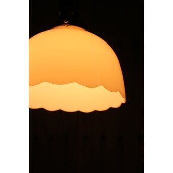 輪花縁 乳白色ガラス電笠照明　A067 