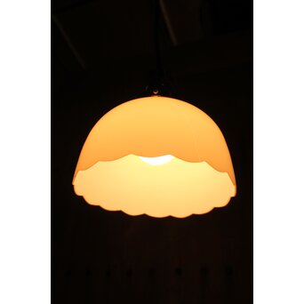 輪花縁 乳白色ガラス電笠照明　A067 