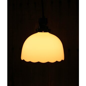 輪花縁 乳白色ガラス電笠照明　A067 