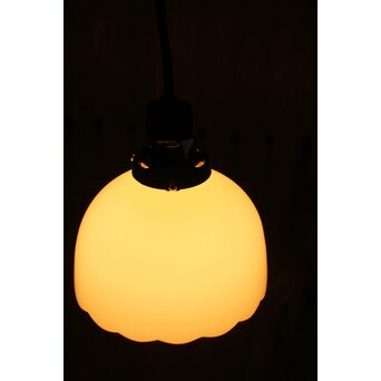 輪花縁 乳白色ガラス電笠照明　A067 