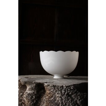 輪花縁 乳白色ガラス電笠照明　A067