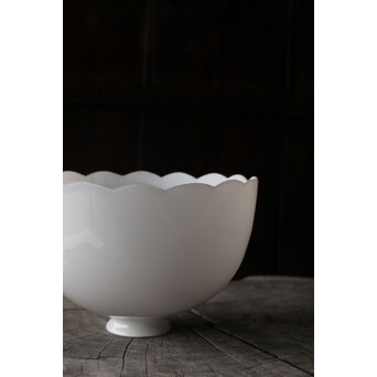 輪花縁 乳白色ガラス電笠照明　A067 