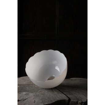 輪花縁 乳白色ガラス電笠照明　A067 