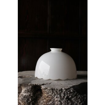 輪花縁 乳白色ガラス電笠照明　A067 