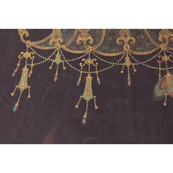 平林清輝 聖観世音立像 絹本紺地金泥 額装　Z386 