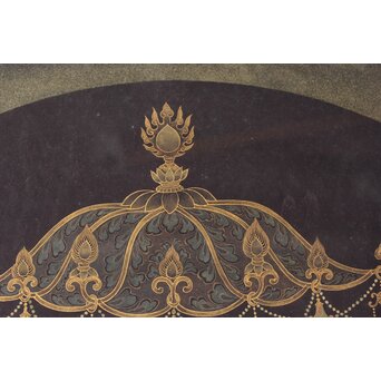 平林清輝 聖観世音立像 絹本紺地金泥 額装　Z386 