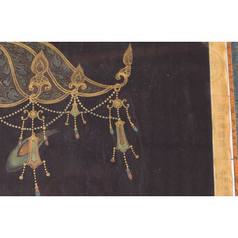 平林清輝 聖観世音立像 絹本紺地金泥 額装　Z386 