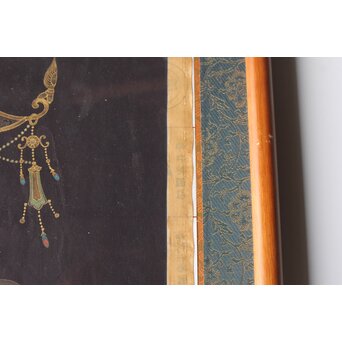 平林清輝 聖観世音立像 絹本紺地金泥 額装　Z386 