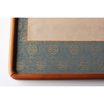 平林清輝 聖観世音立像 絹本紺地金泥 額装　Z386 