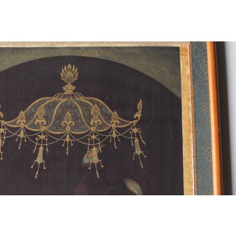 平林清輝 聖観世音立像 絹本紺地金泥 額装　Z386 