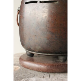 斑柴銅 獅子耳 涼炉/瓶掛　M348 