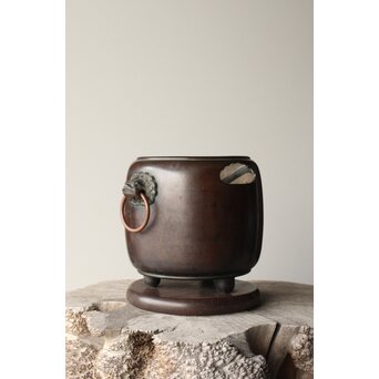 斑柴銅 獅子耳 涼炉/瓶掛　M348