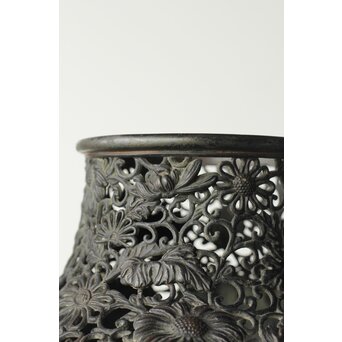 原田峯雲 菊唐草透かし銅花瓶　M349 