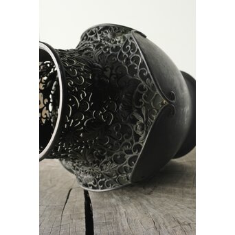 原田峯雲 菊唐草透かし銅花瓶　M349 