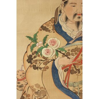 倣 柳沢淇園 柳里恭 唐人物 絹本軸装　Z387 