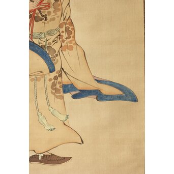 倣 柳沢淇園 柳里恭 唐人物 絹本軸装　Z387 