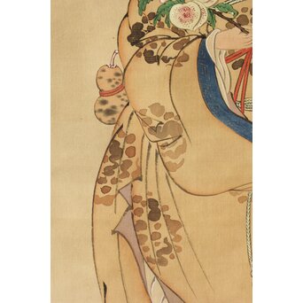 倣 柳沢淇園 柳里恭 唐人物 絹本軸装　Z387 