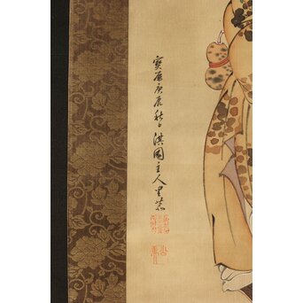 倣 柳沢淇園 柳里恭 唐人物 絹本軸装　Z387 