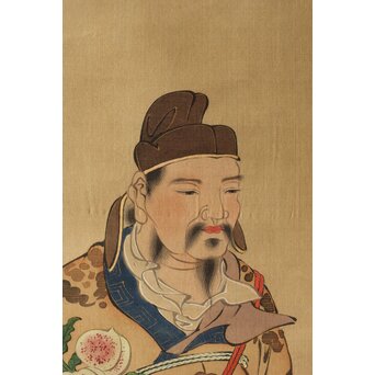 倣 柳沢淇園 柳里恭 唐人物 絹本軸装　Z387 