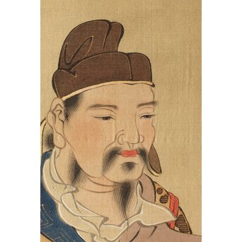 倣 柳沢淇園 柳里恭 唐人物 絹本軸装　Z387 