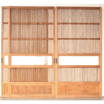 クリアガラス 白木格子戸 3枚1組　L1073