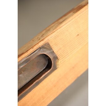 クリアガラス 白木格子戸 3枚1組　L1073 当時の引手で雰囲気がありますが　凹などの使用感