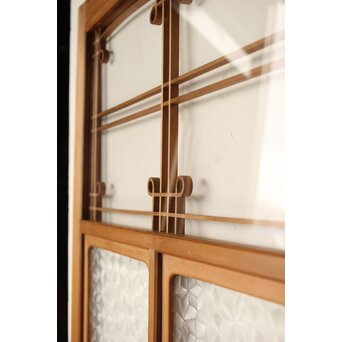 曲木組子のプレスガラス戸L　GD0159 