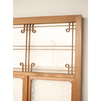 曲木組子のプレスガラスドア　GD0161 上部は透明ガラス