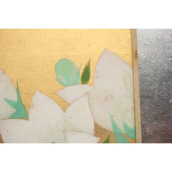 野島青茲 色紙花図一対 額装　Z388 多少シミなどが見られます