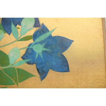 野島青茲 色紙花図一対 額装　Z388 