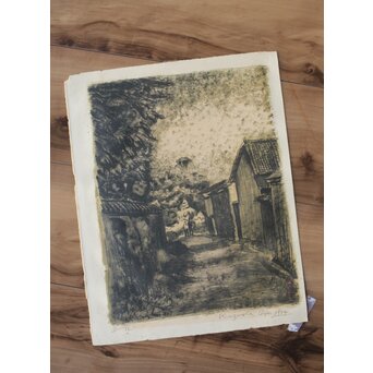 織田一磨 風景 リトグラフ額装　Z389