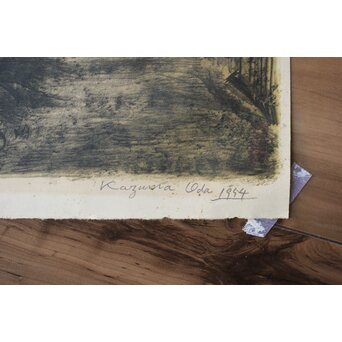 織田一磨 風景 リトグラフ額装　Z389 