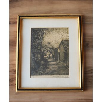 織田一磨 風景 リトグラフ額装　Z389 