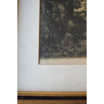 織田一磨 風景 リトグラフ額装　Z389 額装すると　少し見えにくくなります