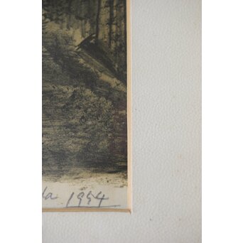 織田一磨 風景 リトグラフ額装　Z389 額装すると　少し見えにくくなります