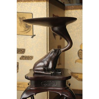 蛙の斑柴銅 薄端/花器　M350 