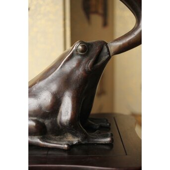 蛙の斑柴銅 薄端/花器　M350 