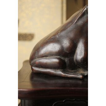 蛙の斑柴銅 薄端/花器　M350 