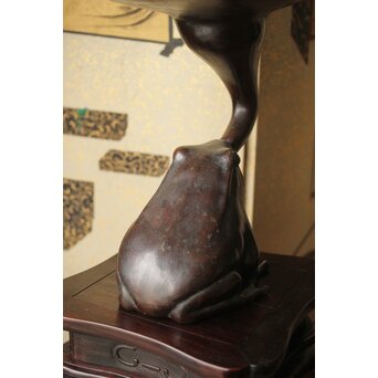 蛙の斑柴銅 薄端/花器　M350 