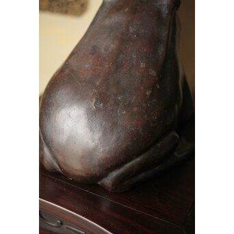 蛙の斑柴銅 薄端/花器　M350 