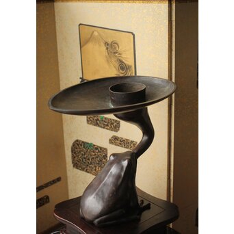 蛙の斑柴銅 薄端/花器　M350 