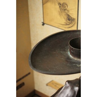 蛙の斑柴銅 薄端/花器　M350 