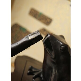 蛙の斑柴銅 薄端/花器　M350 