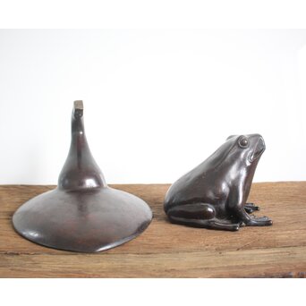 蛙の斑柴銅 薄端/花器　M350 