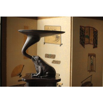 蛙の斑柴銅 薄端/花器　M350 