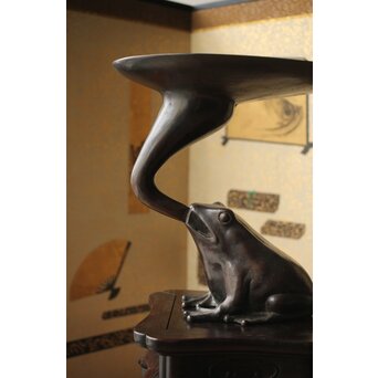 蛙の斑柴銅 薄端/花器　M350 