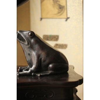 蛙の斑柴銅 薄端/花器　M350 