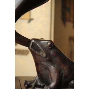 蛙の斑柴銅 薄端/花器　M350 