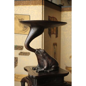 蛙の斑柴銅 薄端/花器　M350 